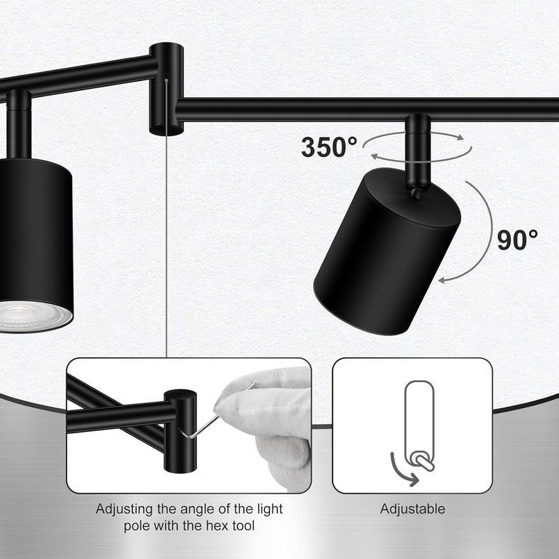 AUQUEE 6 Light Track Lighting Fixtures Ceiling, Matte Black Kichen Track Lighting Fixtures with Rotatable Light Heads, Foldable Lamp Arms, Modern LED Track Lights for Kitchen/Hallway, No GU10 Bulb - Image 2